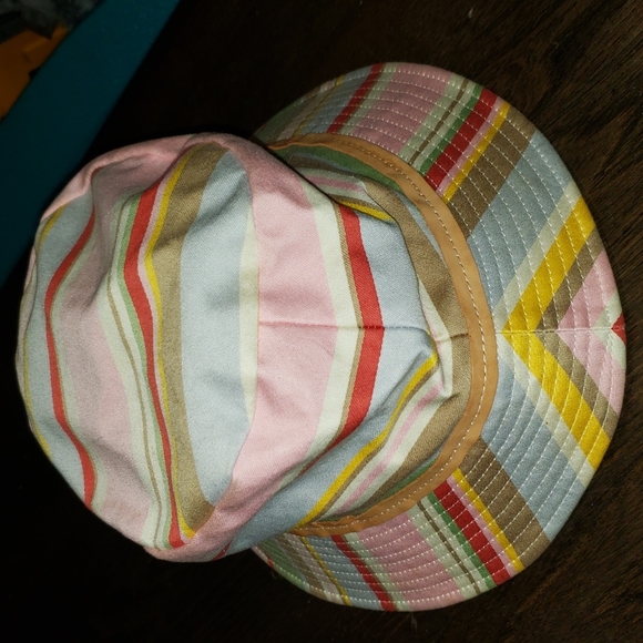 New Coach Stripe Leather Bow Trim Bucket Hat P/Small - Picture 6 of 13